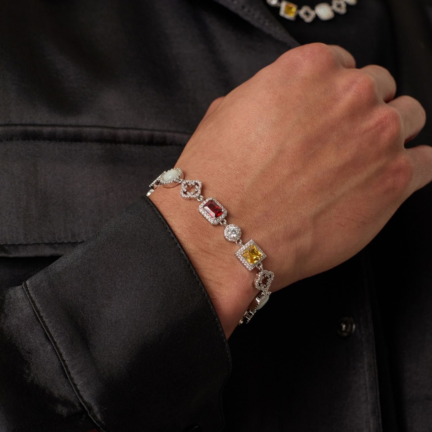 Eisiges Edelsteinarmband (Silber)