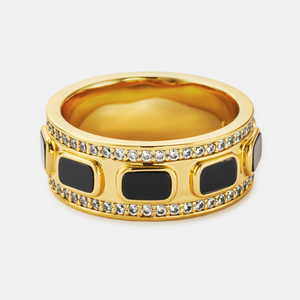 Anello a fascia con onice ghiacciato (oro)