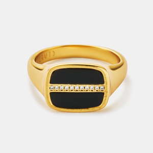 Anello sigillo con onice ghiacciato (oro)