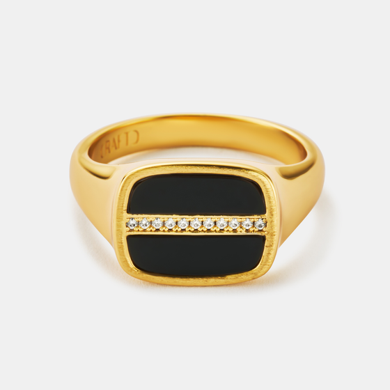 Anello sigillo con onice ghiacciato (oro)