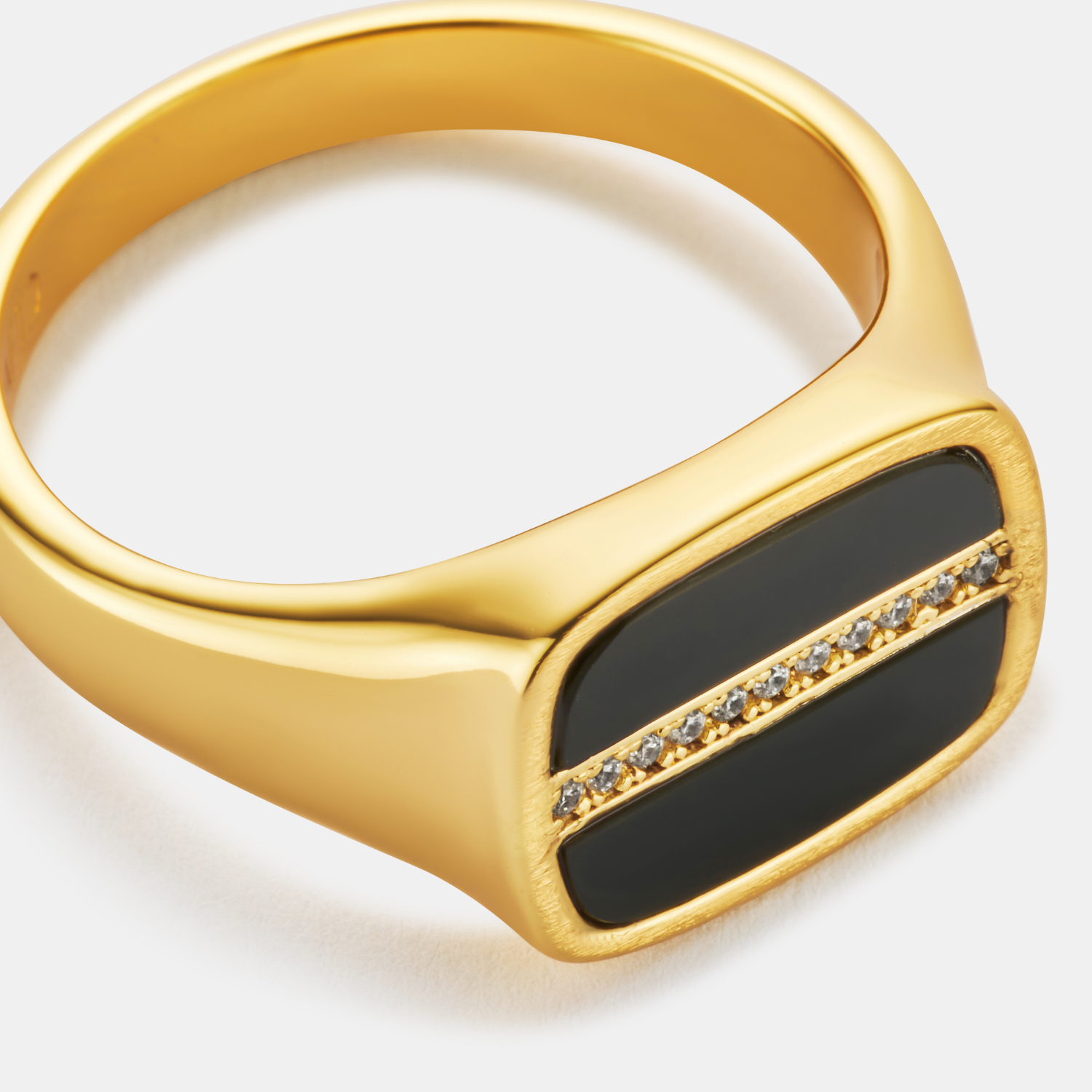 Iced Onyx Signet Ring (Gold)