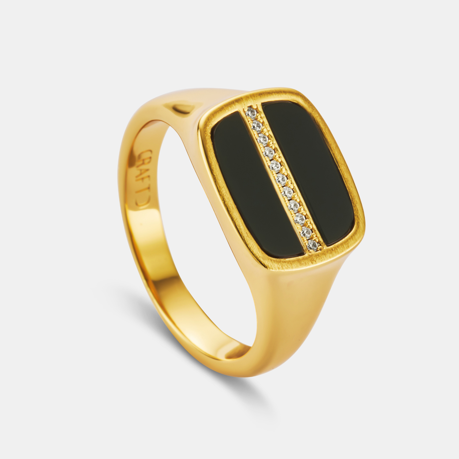 Iced Onyx Signet Ring (Gold)