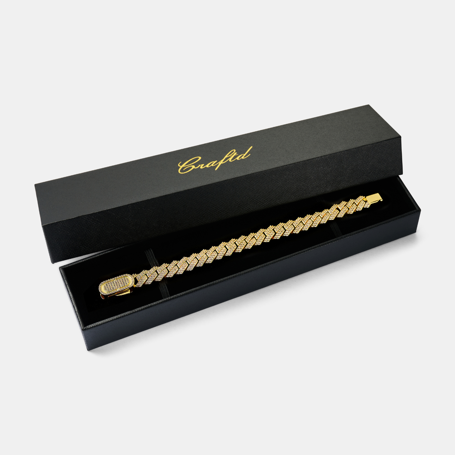 Prong Link Iced Cuban Armband (Gold) 12mm