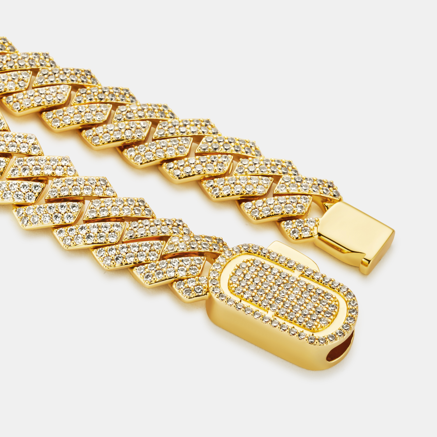 Prong Link Iced Cuban Armband (Gold) 12mm