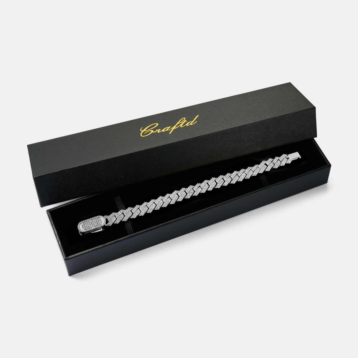 Prong Link Iced Cuban Armband (Silber) 12mm