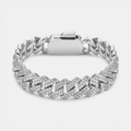 Prong Link Iced Cuban Armband (Silber) 12mm