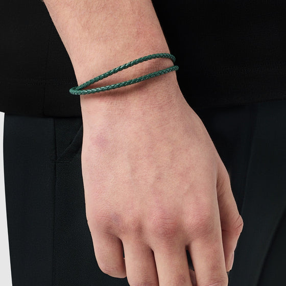Bracciale avvolgente in pelle verde