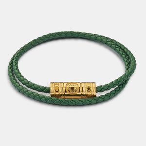 Bracciale avvolgente in pelle verde