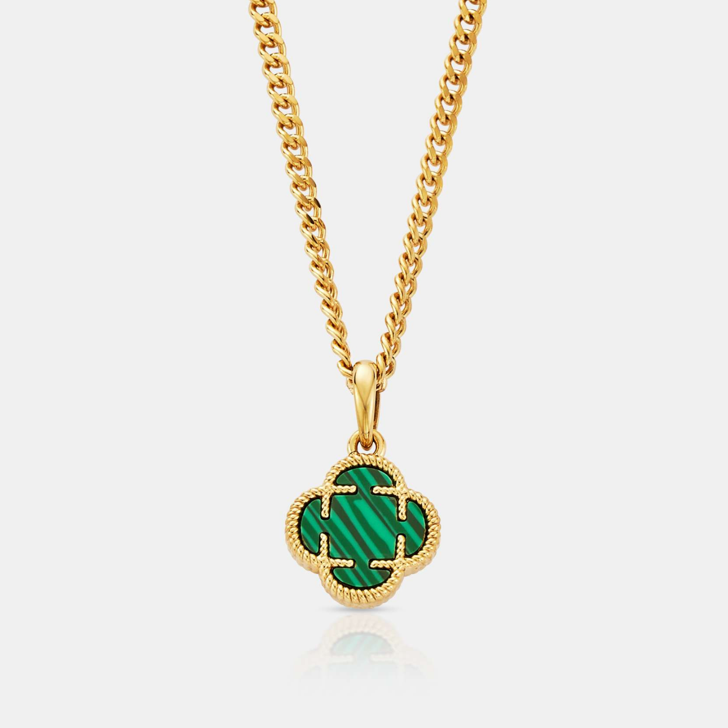 CRAFTD London ネックレス MALACHITE CLOVERSTONE PENDANT Malachite Clover Stone Pendant (Gold)