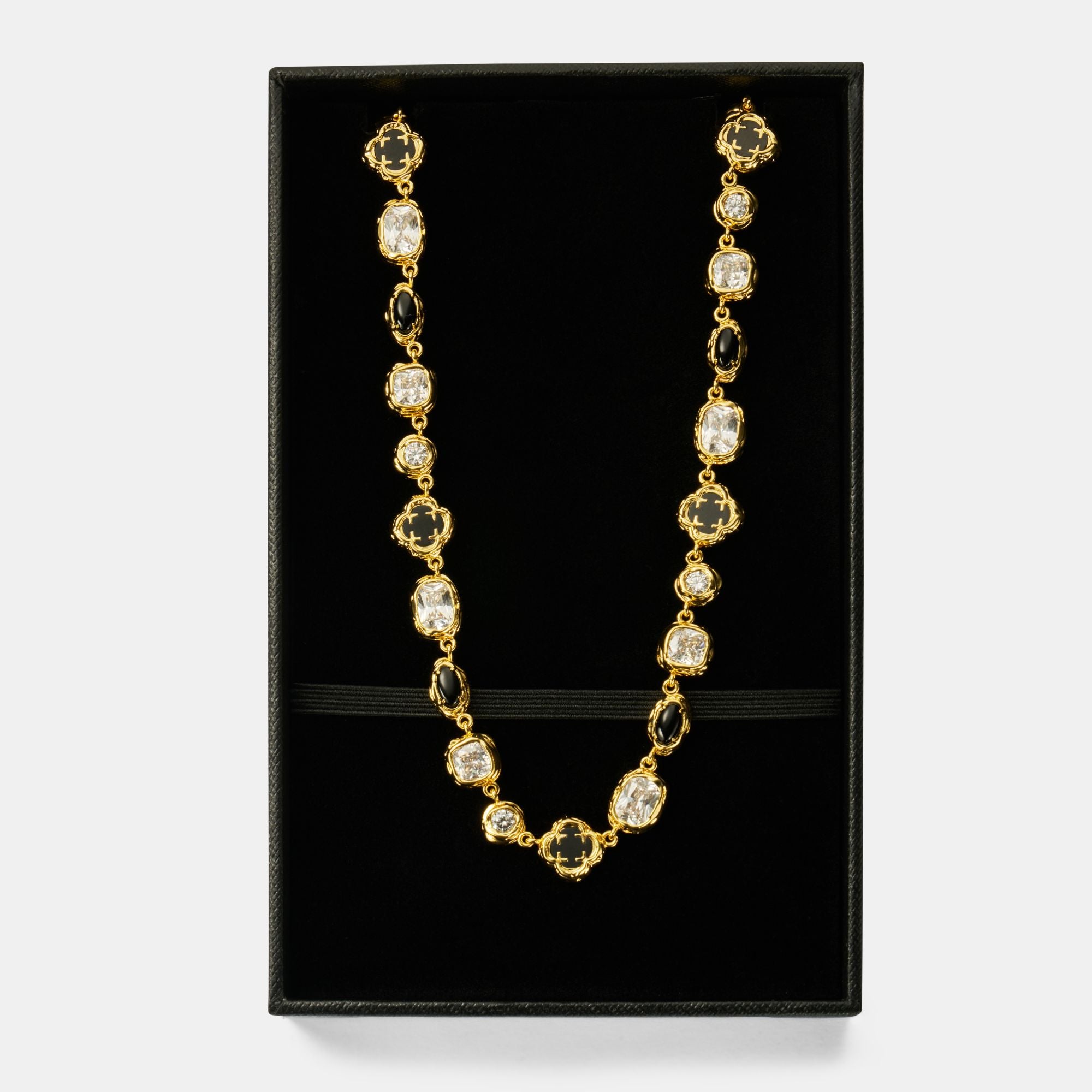 Halskette aus geschmolzenem Onyx-Edelstein (Gold)