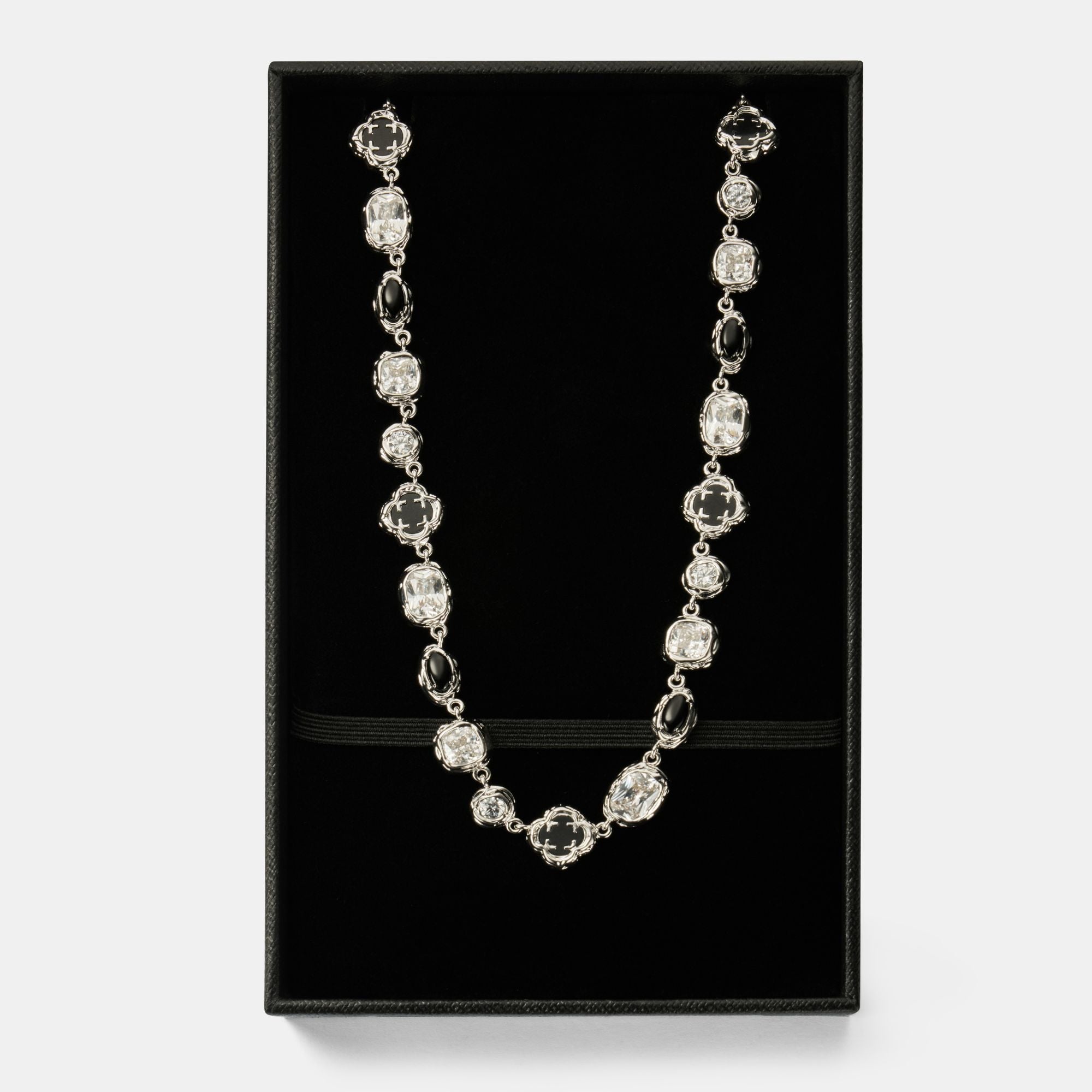 Halskette aus geschmolzenem Onyx-Edelstein (Silber)