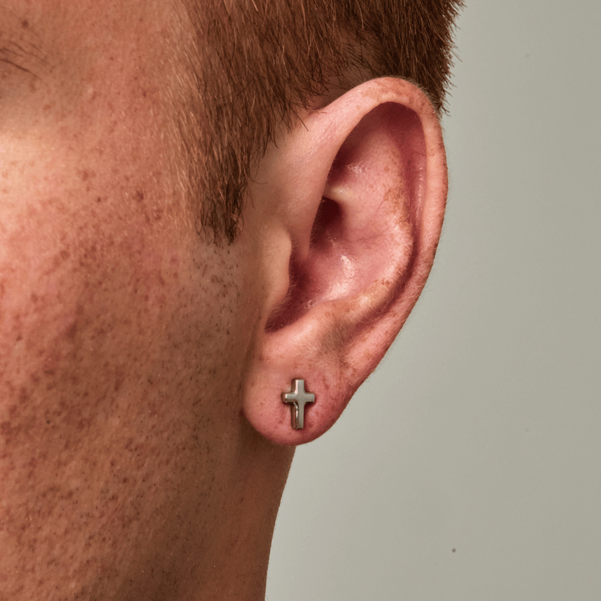 Cross Stud Earring (Silver)