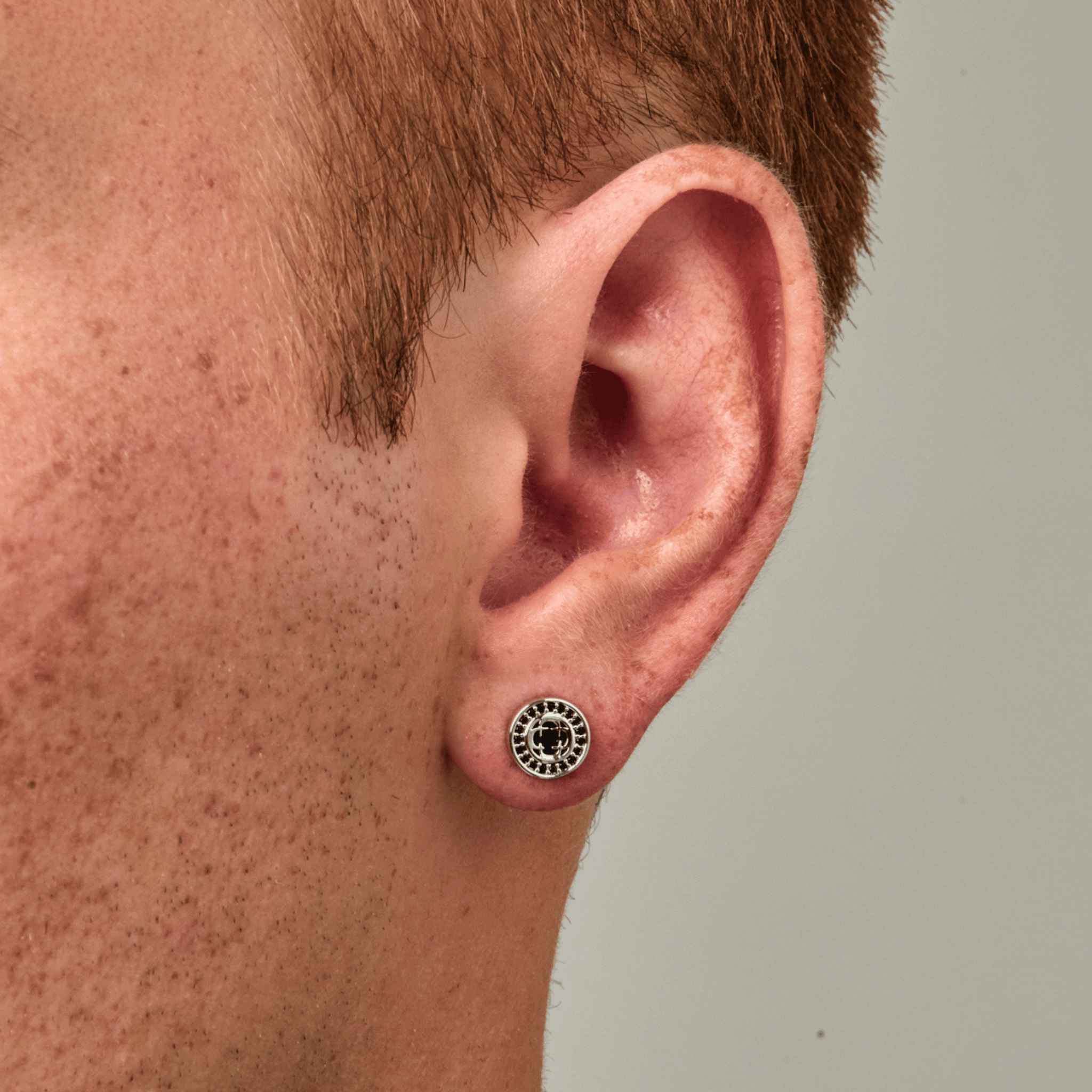 Onyx Clover Stud Earring (Silver)