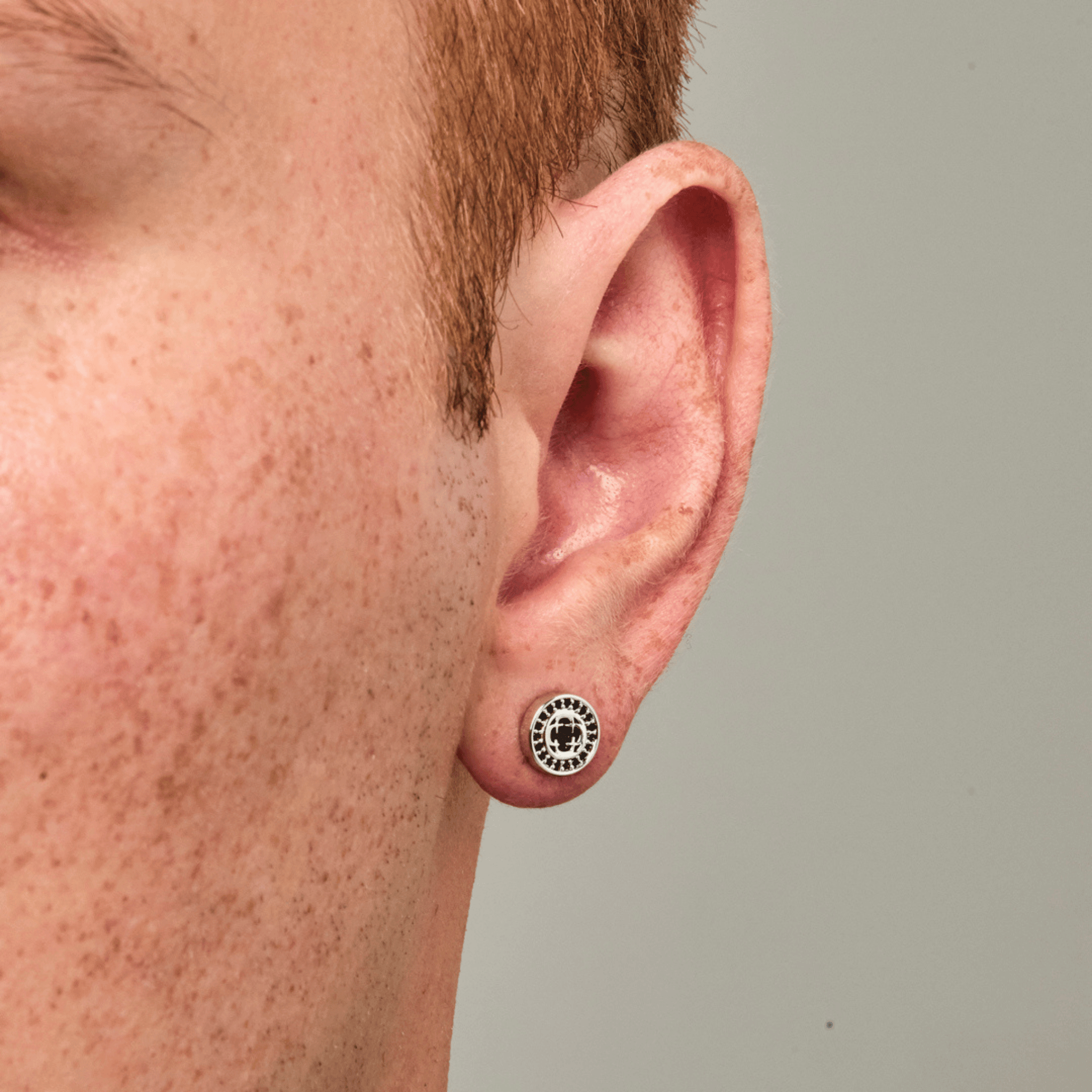Onyx Clover Stud Earring (Silver)