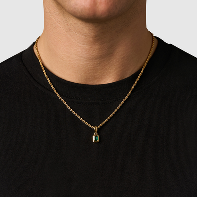 Mini Emerald Stone Rectangle (Gold)