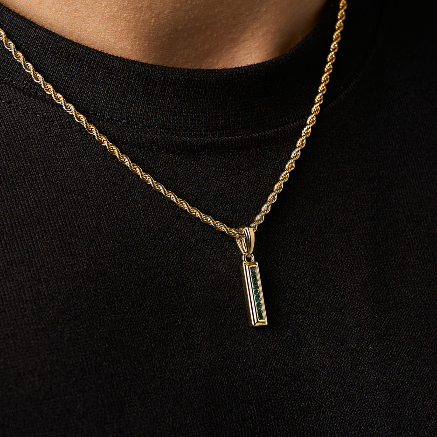 Mini Emerald Stone Totem (Gold)