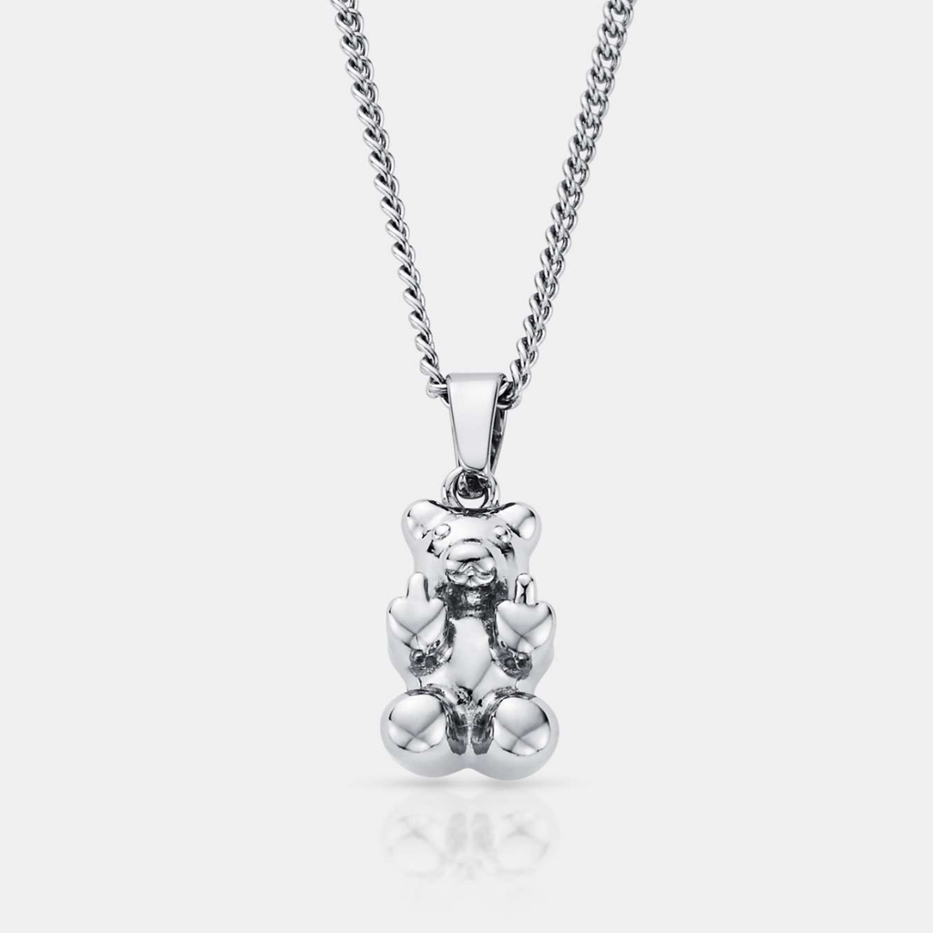 Offensive Bear Pendant Necklace (Silver) | CRAFTD London