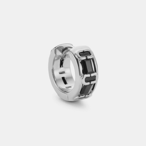 Onyx CD Hoop Earring (Silver)