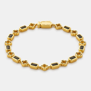 Onyx Gemstone Clover Bracelet (Gold)