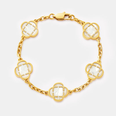 Bracelet en pierre de trèfle blanc (or)