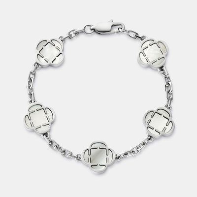 Bracciale con pietra quadrifoglio bianca (argento)
