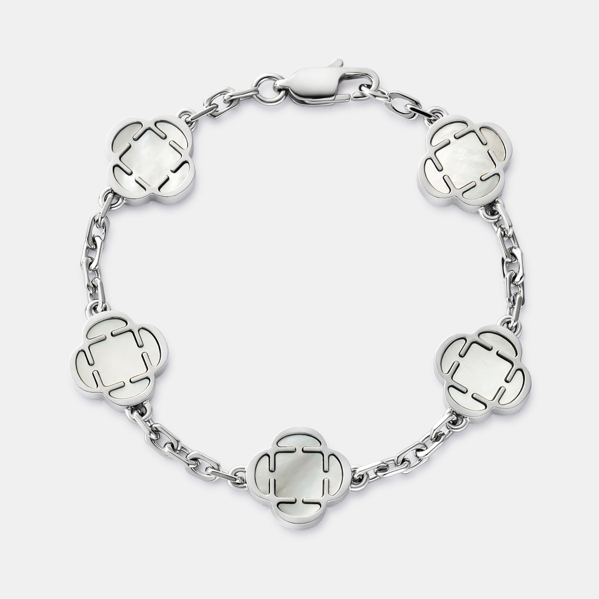 White Clover Stone Bracelet (Silver)