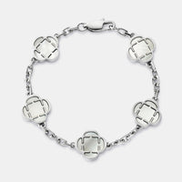 Bracelet en pierre de trèfle blanc (argent)