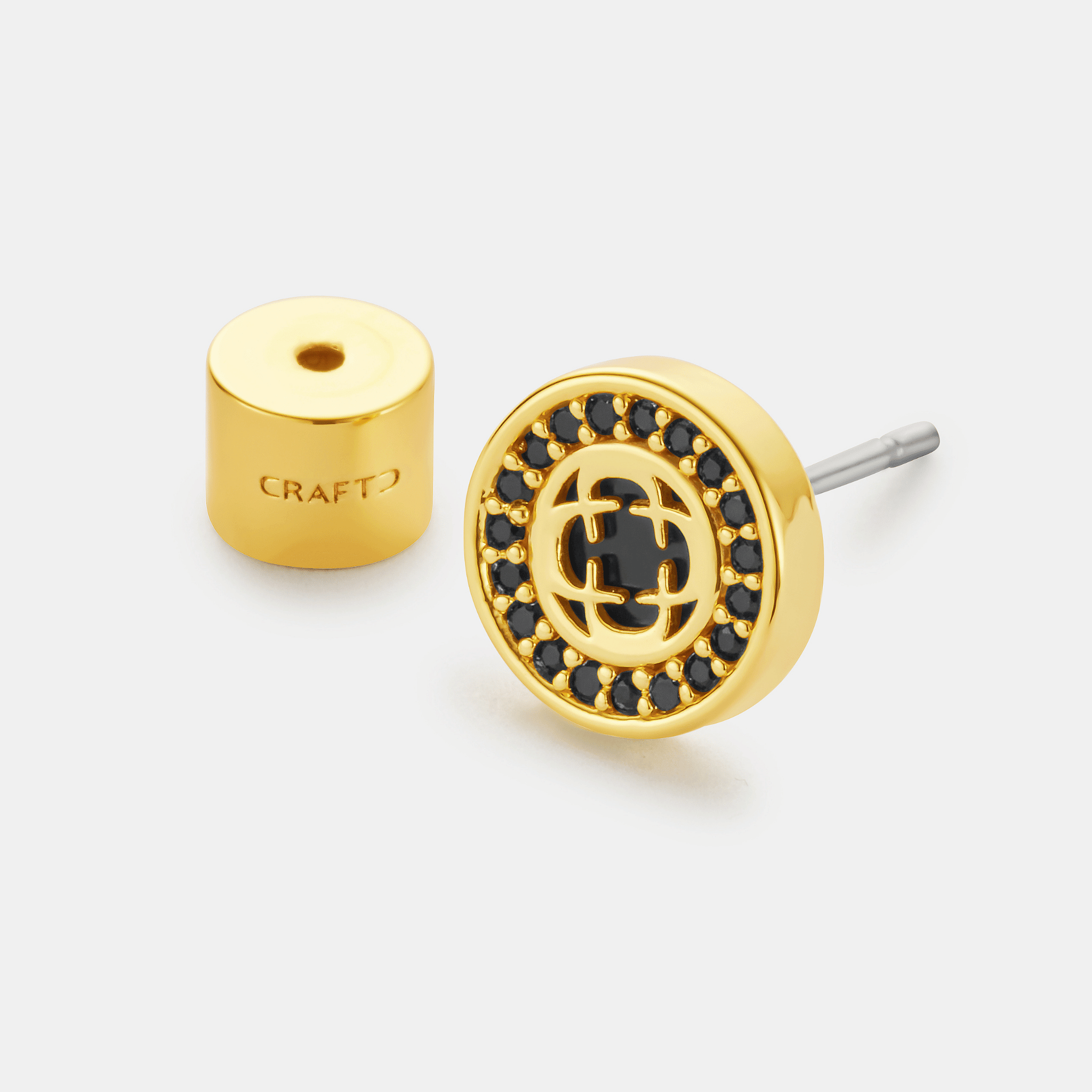 Onyx Clover Stud Earring (Gold)