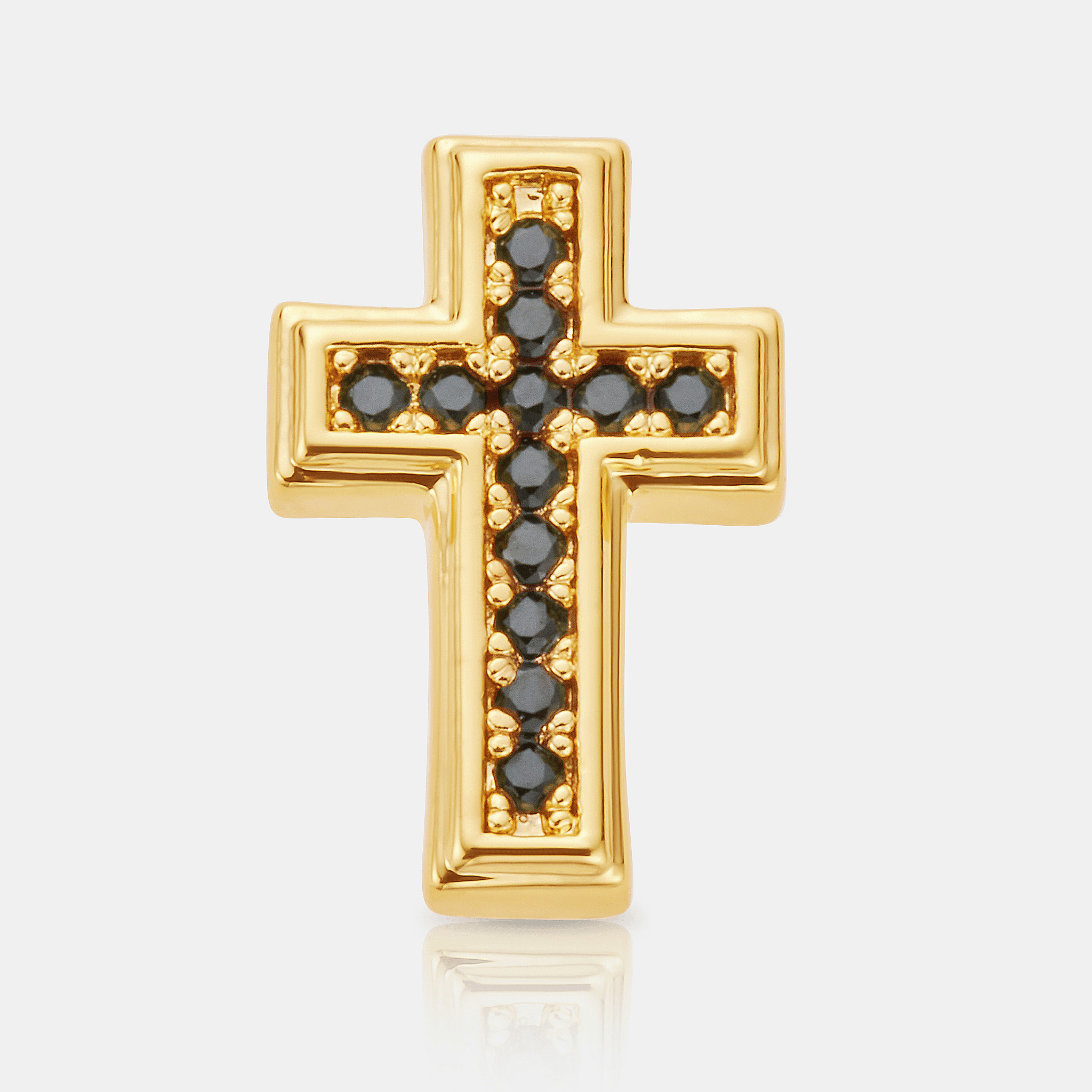 Onyx Cross Stud Earring (Gold)