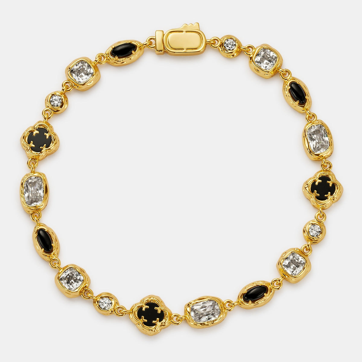 Melted Onyx Gemstone Bracelet (Gold)