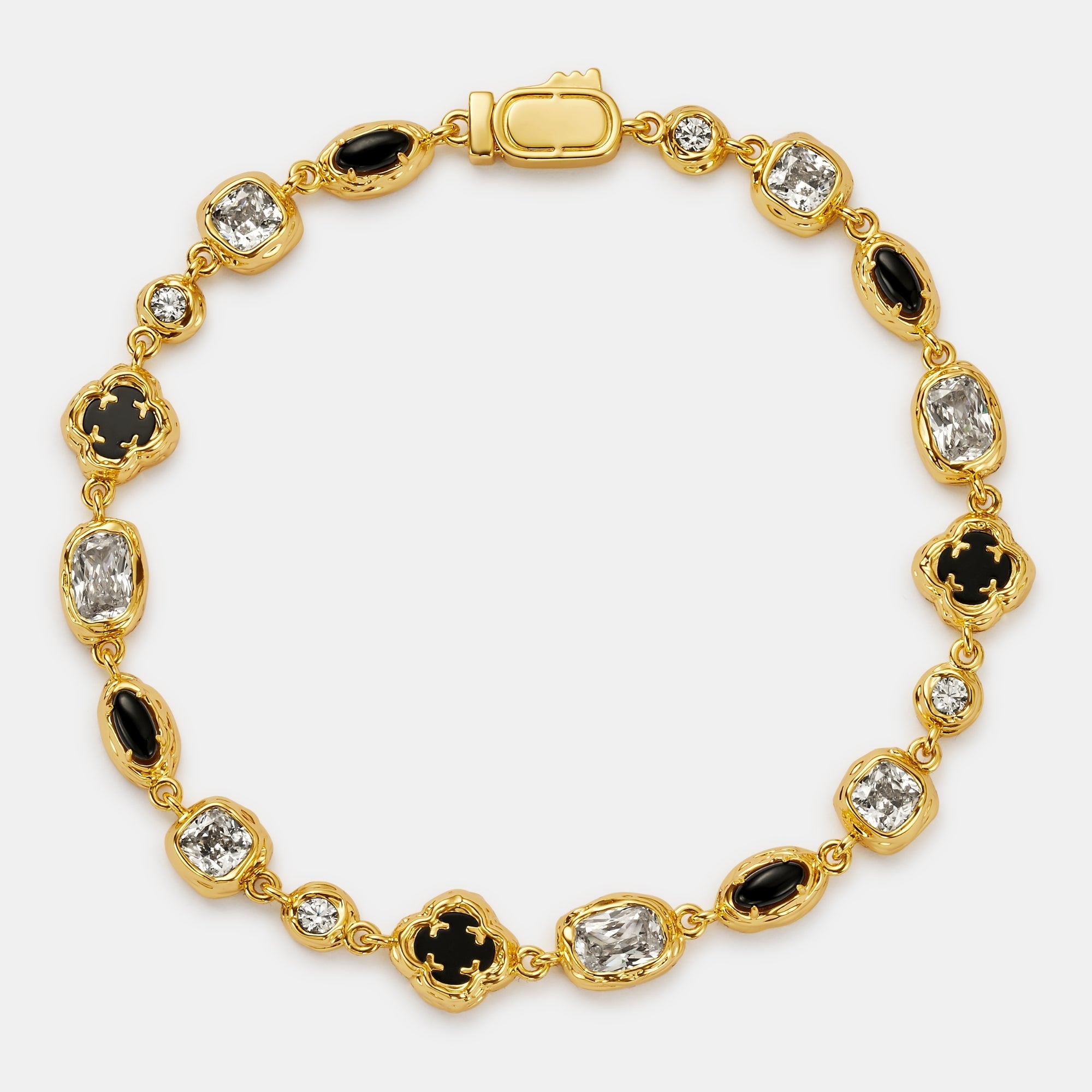 Melted Onyx Gemstone Bracelet (Gold)