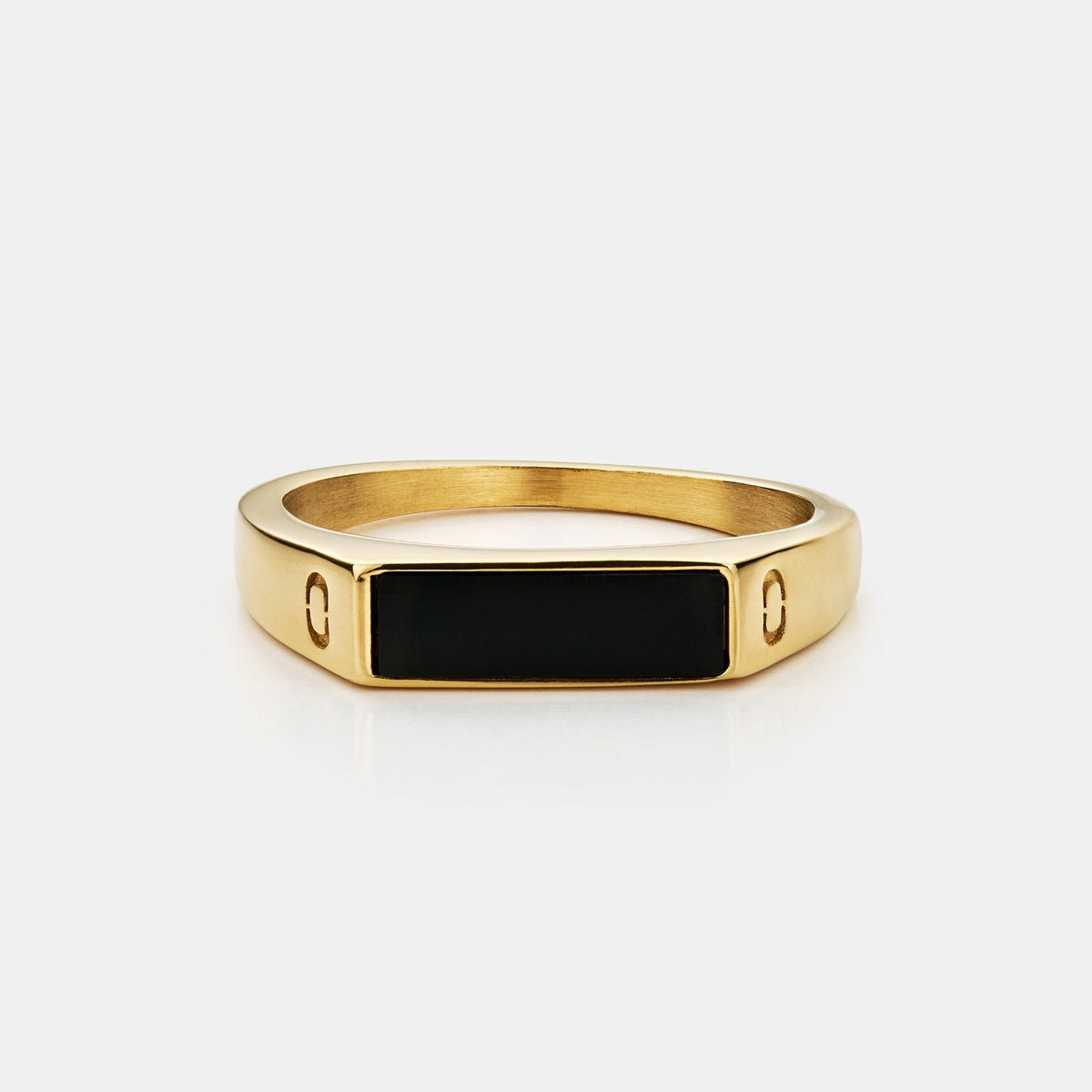 Onyx Rectangle Stone Signet Ring (Gold)