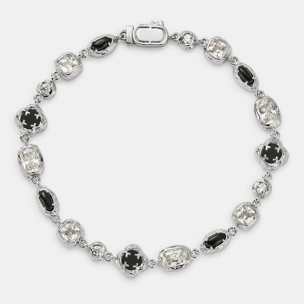 Melted Onyx Gemstone Bracelet (Silver)