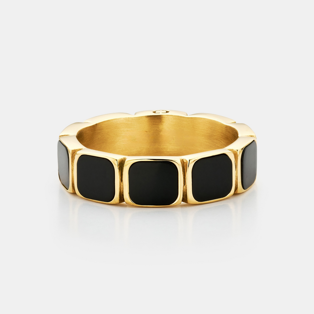 Onyx Stone Band Ring (Gold)