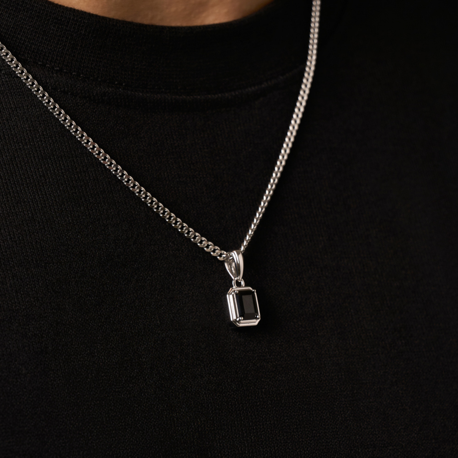 Onyx Stone Rectangle (Silver)