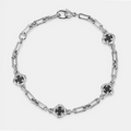 Melted Onyx Clover Stone Bracelet (Silver) | Sterling Silver