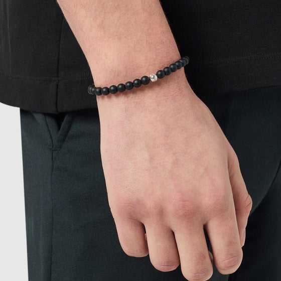 Bracciale con chiusura a perle di Onice (Argento)