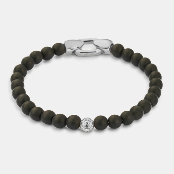 Bracciale con chiusura a perle di Onice (Argento)