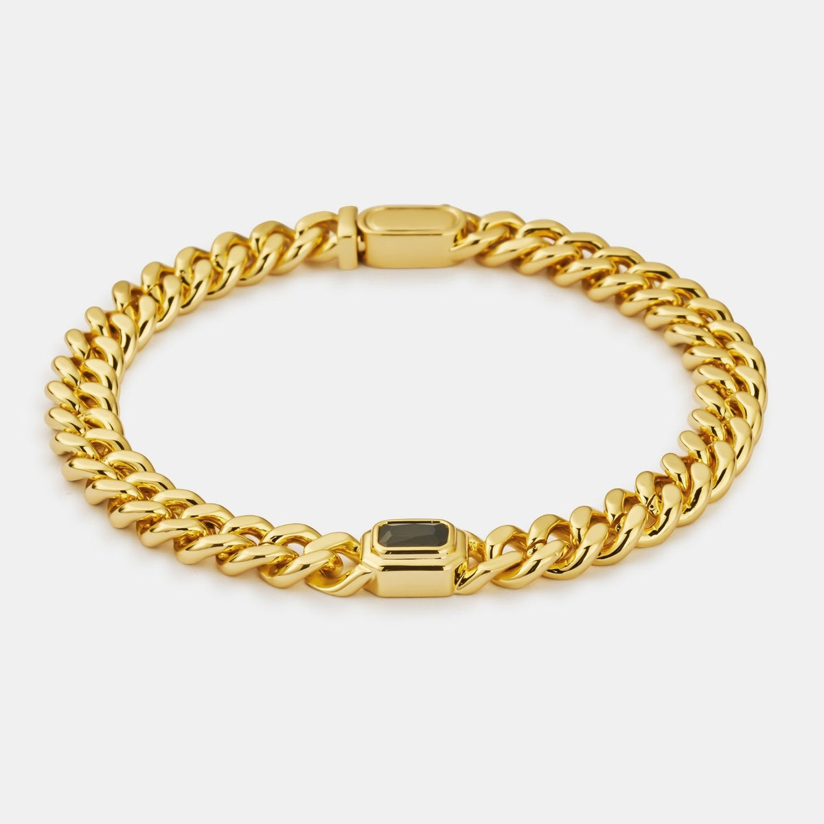 Onyx Cuban Bracelet (Gold) 6mm