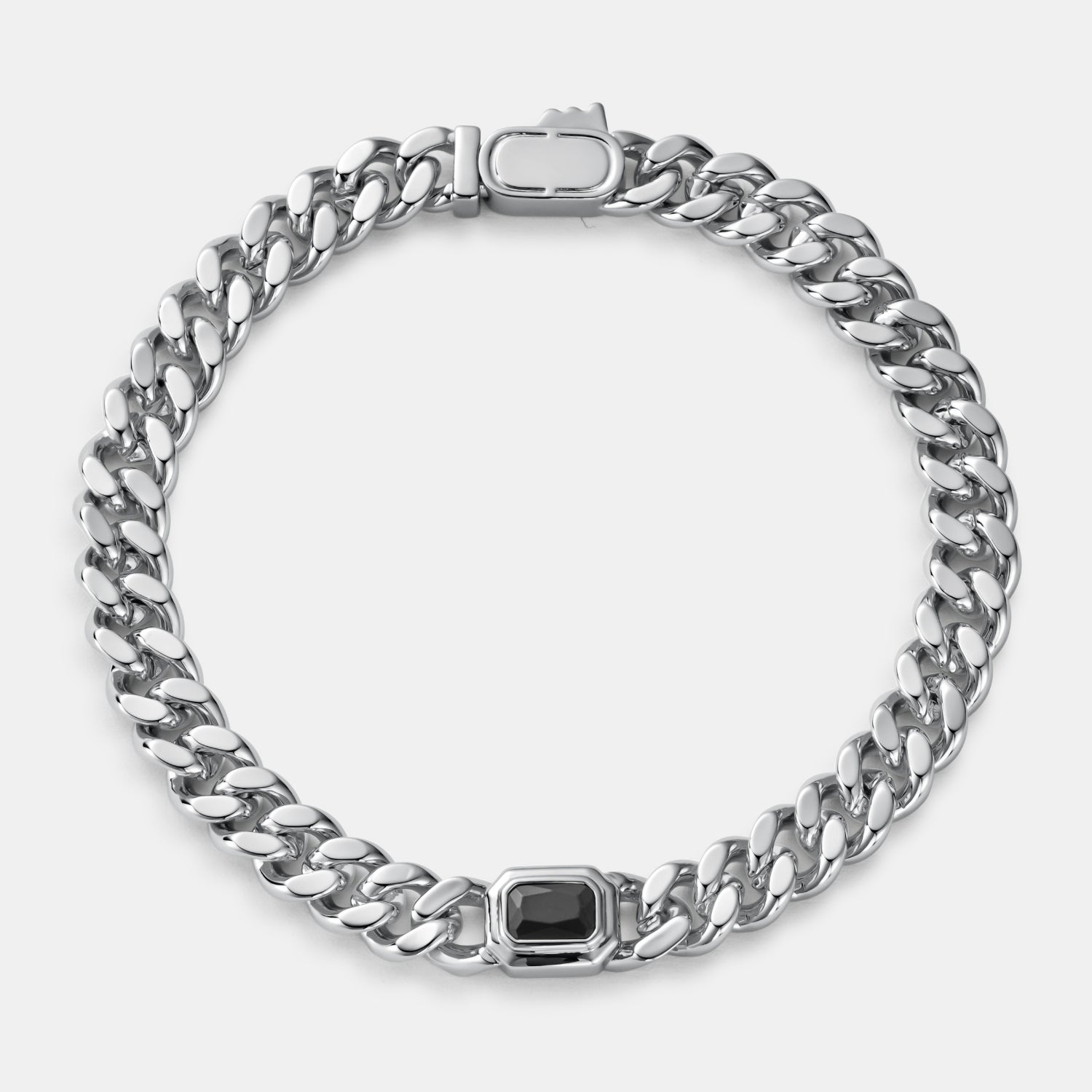 Onyx Cuban Bracelet (Silver) 6mm
