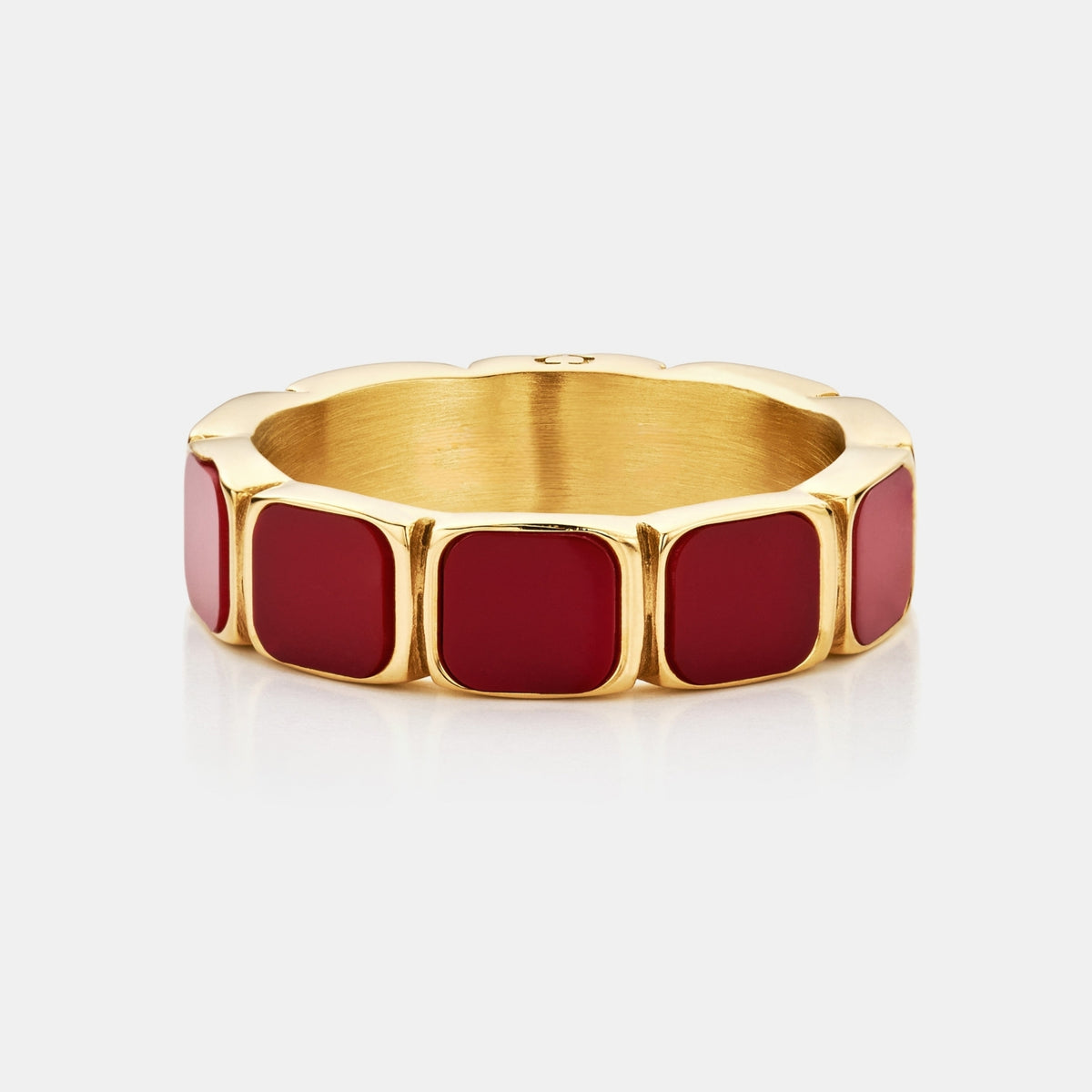 Red Stone Band Ring (Gold)