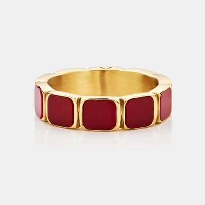 Red Stone Band Ring (Gold)