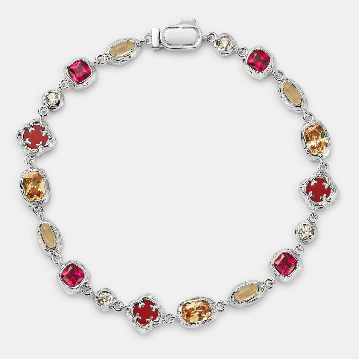 Melted Ruby Gemstone Bracelet (Silver)