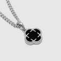 Onyx Clover Stone Pendant (Silver)