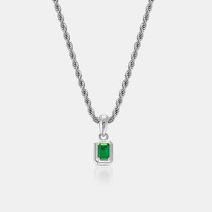 Mini rettangolo in pietra di smeraldo (argento)
