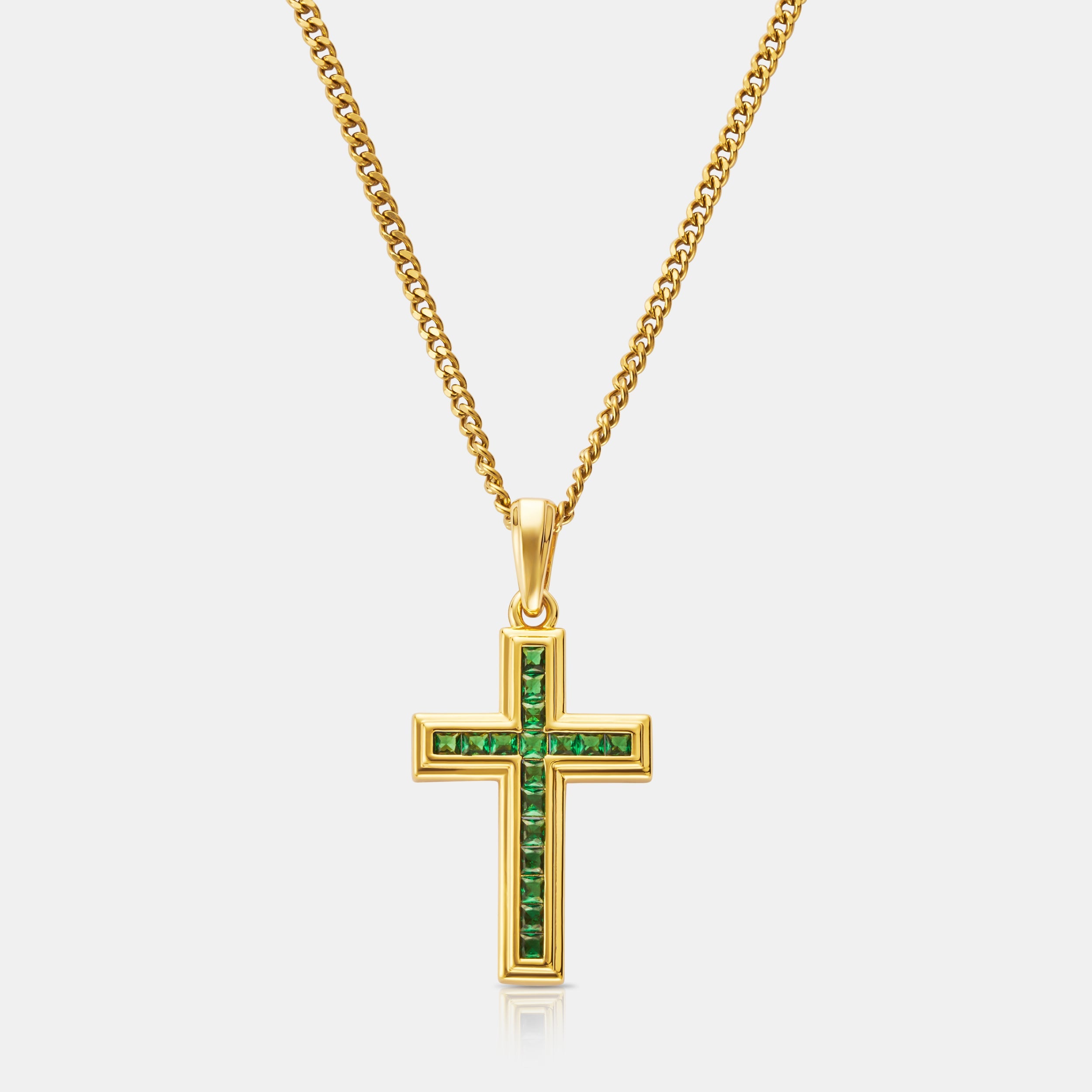 Emerald Stone Cross (Gold)