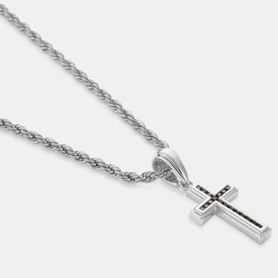 Mini Onyx Stone Cross (Silver)