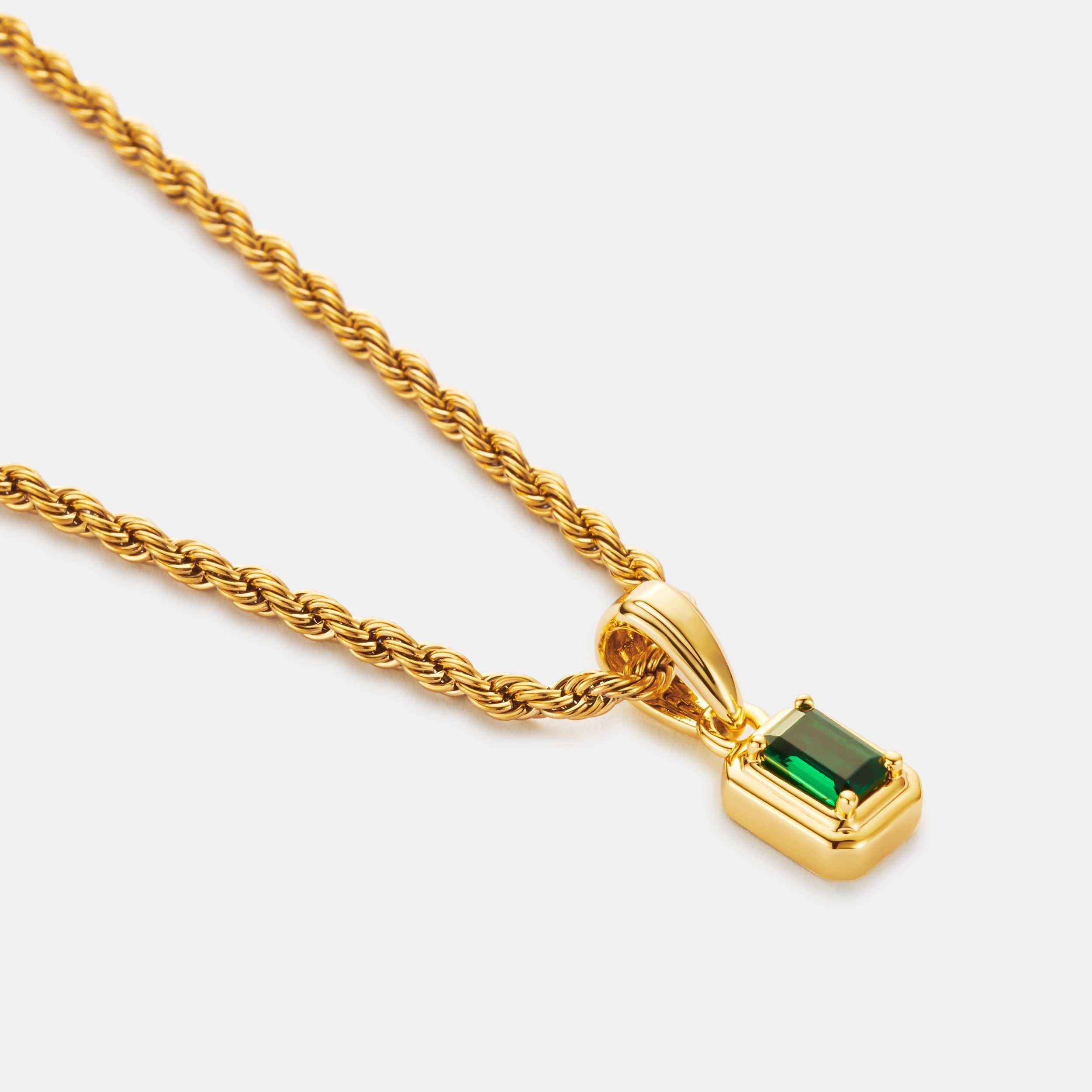 Mini Emerald Stone Rectangle (Gold)