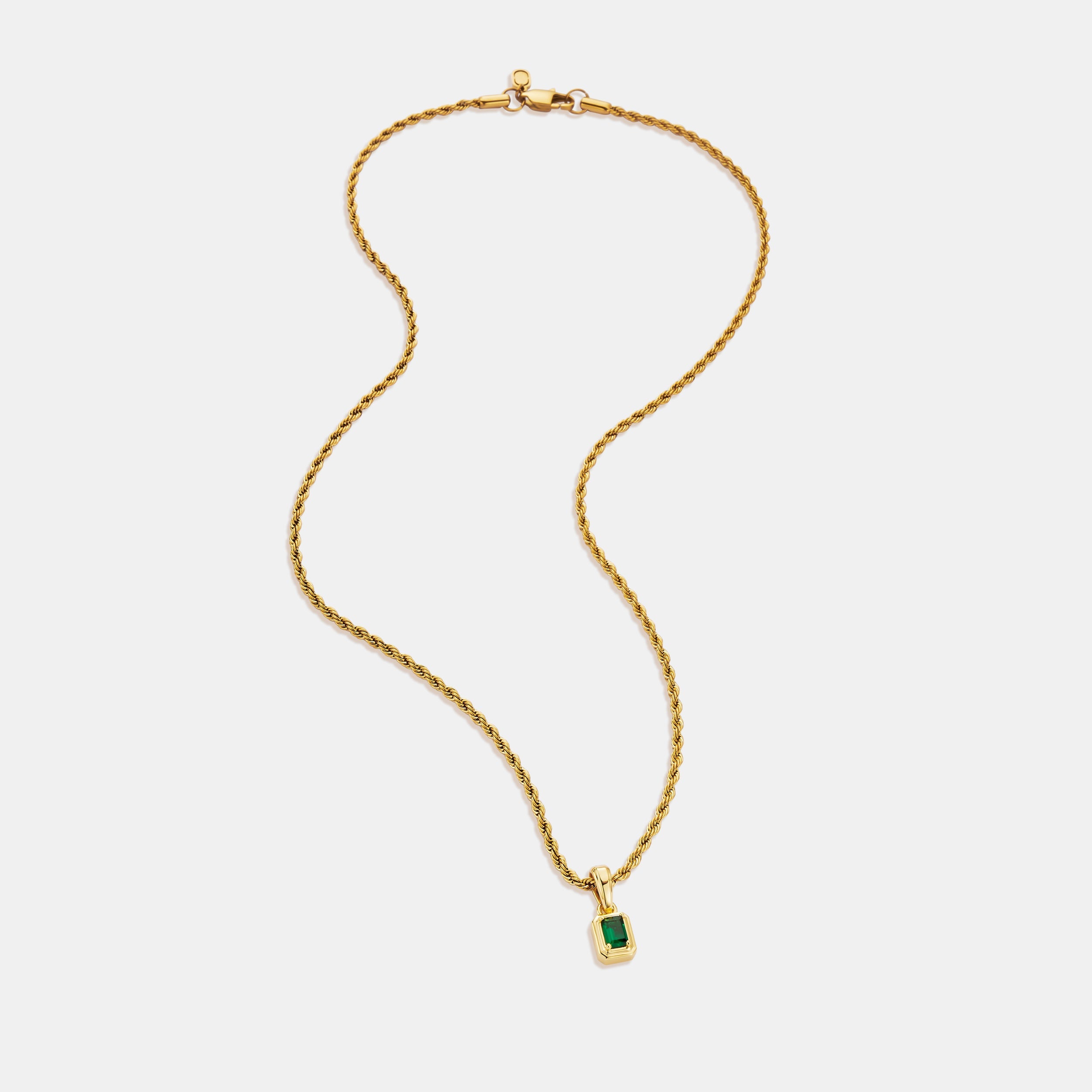 Mini Emerald Stone Rectangle (Gold)