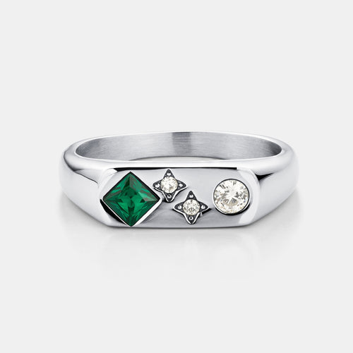 Vintage-Siegelring mit Stein (Silber)